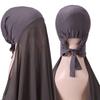 Muslim Instant Hijab Women Bonnet With Chiffon Shawl Head Scarf Cap Inner Headband Stretch Hijab Cover Headwrap Turbante