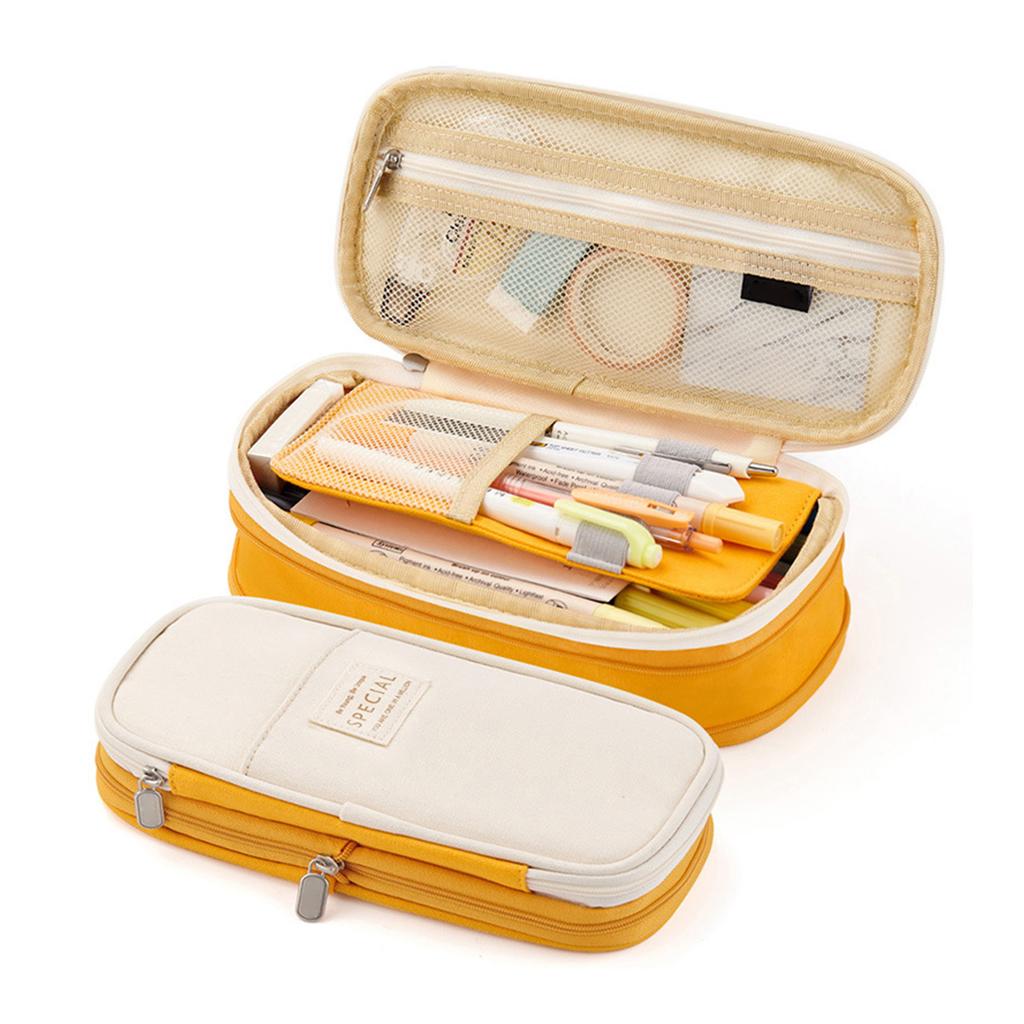 Pencil Case Large Capacity School Pencil Box Stationery Zipper Pocket for Office Home Storage Multilayer Storage Pocket