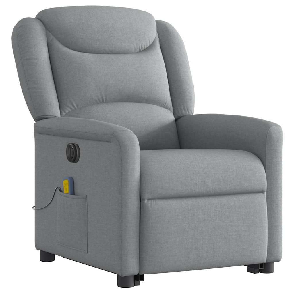Electric Massage Chair with Rising Function Light Grey Fabric