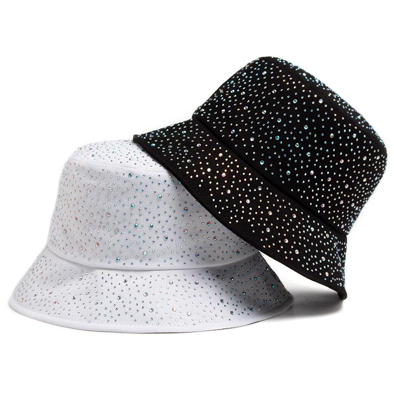 My Extreme Outdoor Activities Women's Black Summer Bucket Hat Fashion Colorful Rhinestones Cap For Visor Cotton Panama Hats Spring Autumn Casual Fisherman Caps