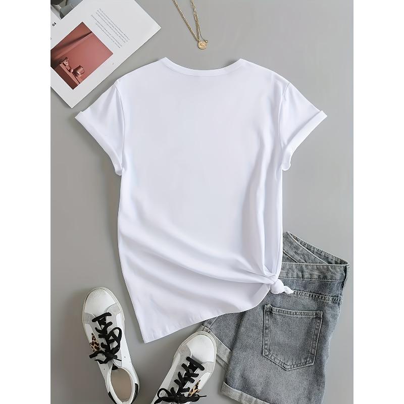 European Sizes Directional Women'S T-Shirt with Creative Letter Prints In Comfortable Colors