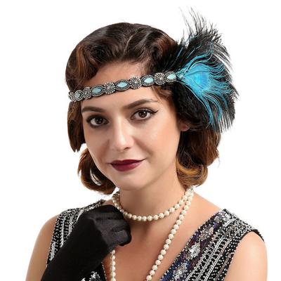 Retro Women Peacock Feather Rhinestone Headband Headpiece Party Hair Accessory