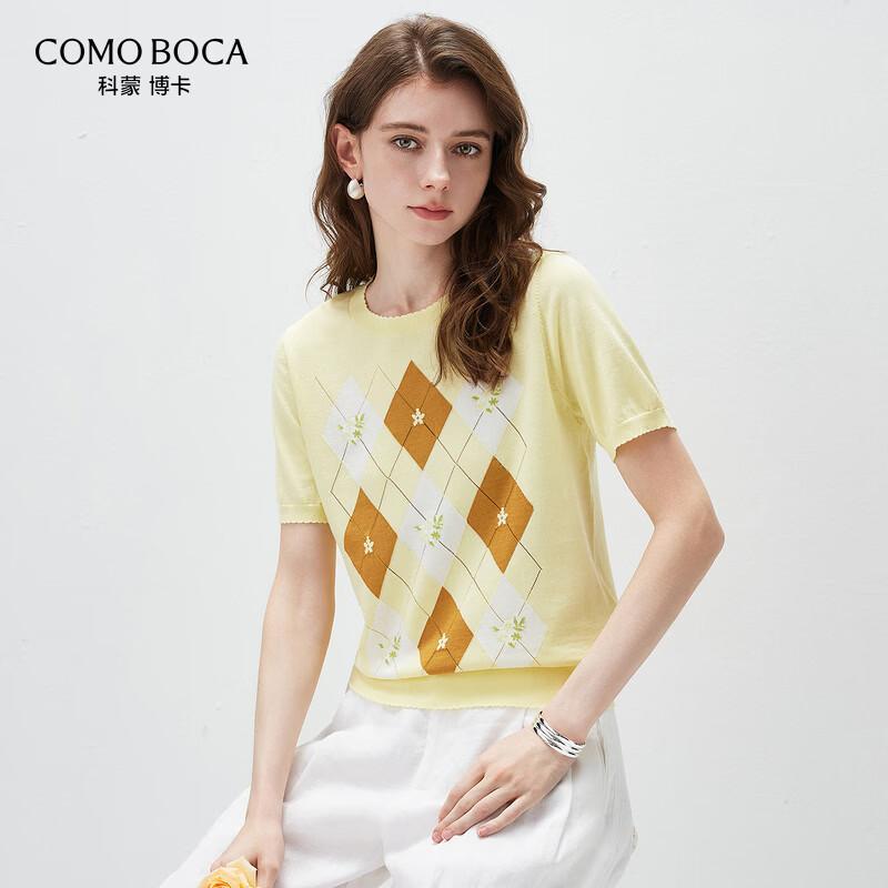 Women s Silk Blend Diamond Floral Knit T-Shirt XL