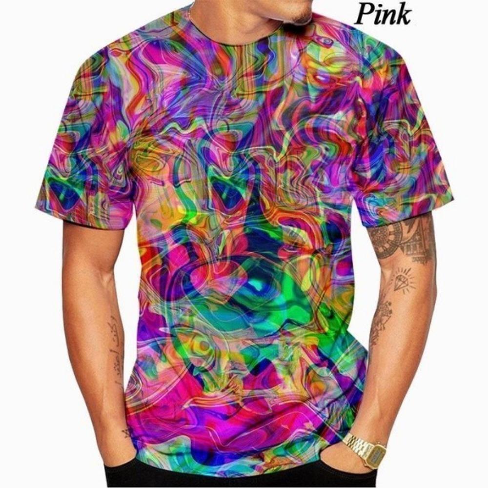 Colorful Tie-D 3D printed men's shirt, unisex short sleeved T-shirt, plus size