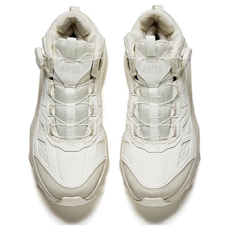 Anta Yueling Slip Resistant Thermal High Top Casual Shoes Women's White Gray 122518965-5