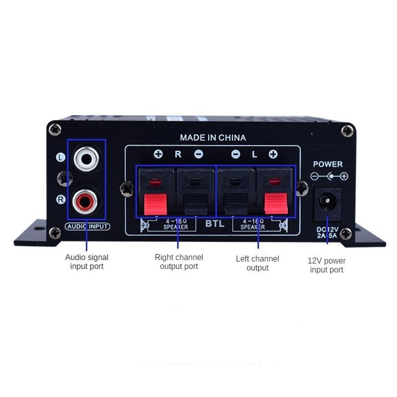 AK-170 Car HIFI Audio Amplifier 12V Small Portable Stereo Amplifier Home Theater Sound System 125X75X40MM