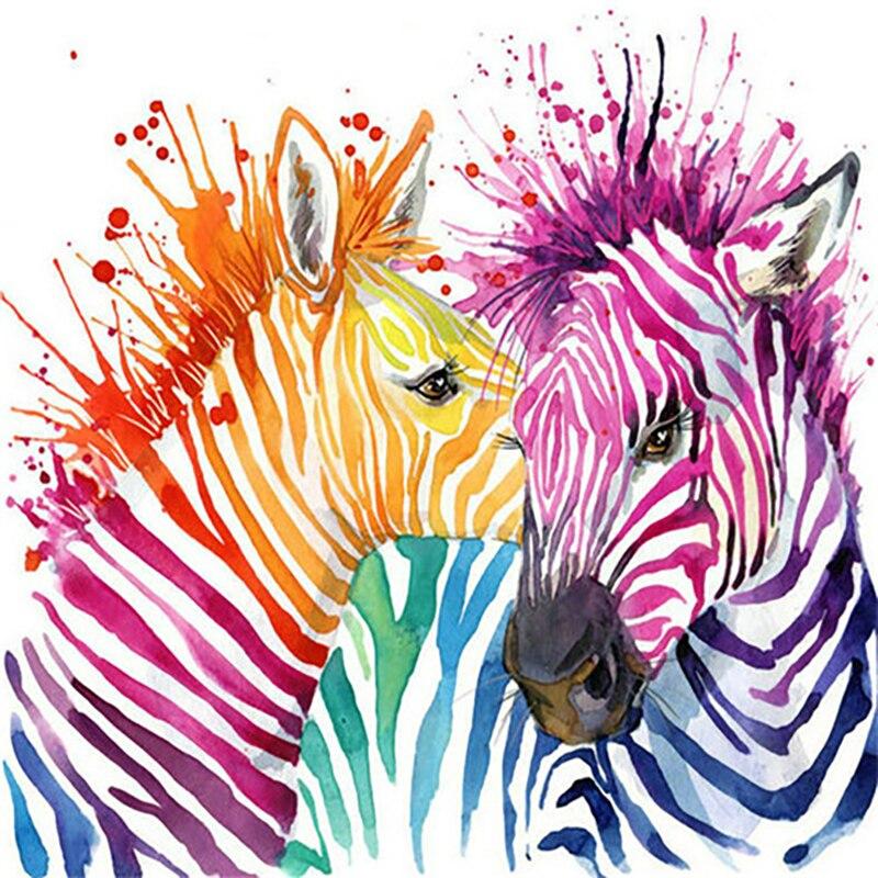 

Новий 5D DIY алмазний живопис, барвиста зебра, алмазна вишивка, тварина, вишивка хрестиком, повна кругла квадратна дриль, ручний домашній декор, подарунок Full Round 30x30CM