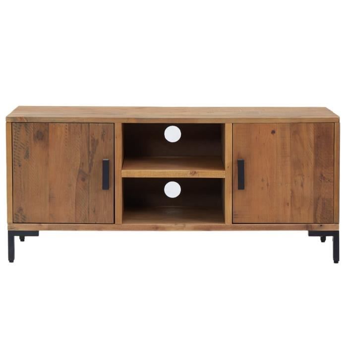 349917 vidaXL Meuble TV Marron 110x35x48 cm Bois de pin massif recyclé