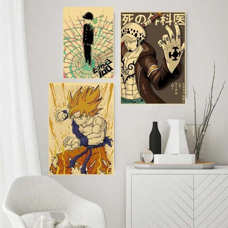 Classic Anime Figure Posters Vintage Kraft Paper Wall Art Painting Pictures Living Room Decor Bar Cafe Home Decorative Mural
