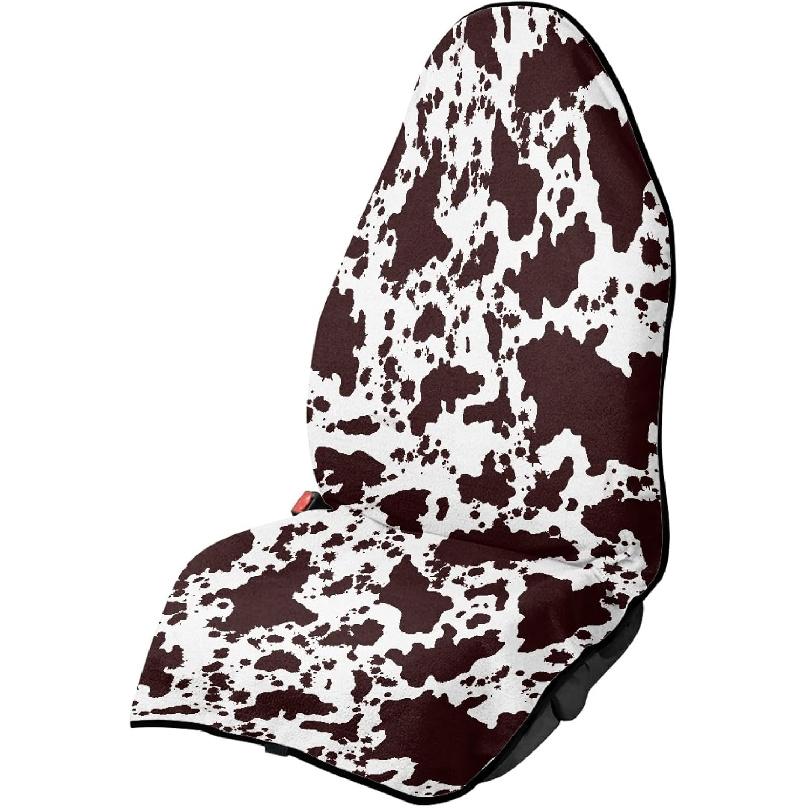 Brown Cow Print Sweat Towel Car Seat Cover Universal Non-Slip for Car Truck SUV Seat,1 Pack,Easy to Install and Washable