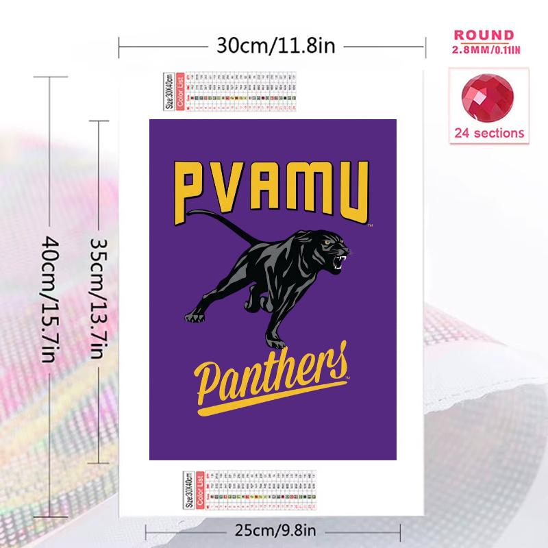 Prairie View A&m Panthers 100% Round Full Drill 5D DIY Diamond Painting Embroidery Cross Stitch Rhinestone Décor