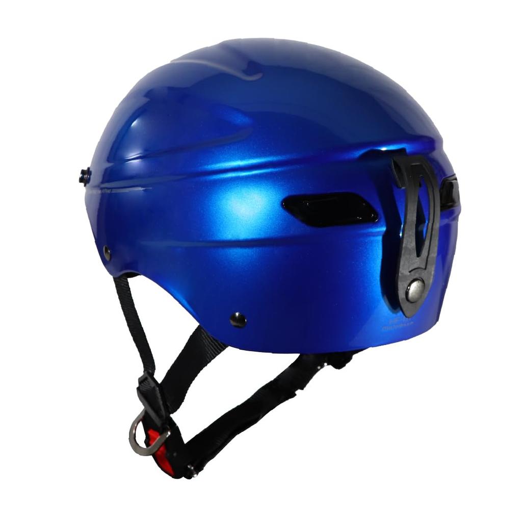 MOTO BASE SG/PSC Standard Airy Half Helmet for Motorcycles | MBHL-HF01 | Pearl Blue | One Size Fits Most (57-60cm)