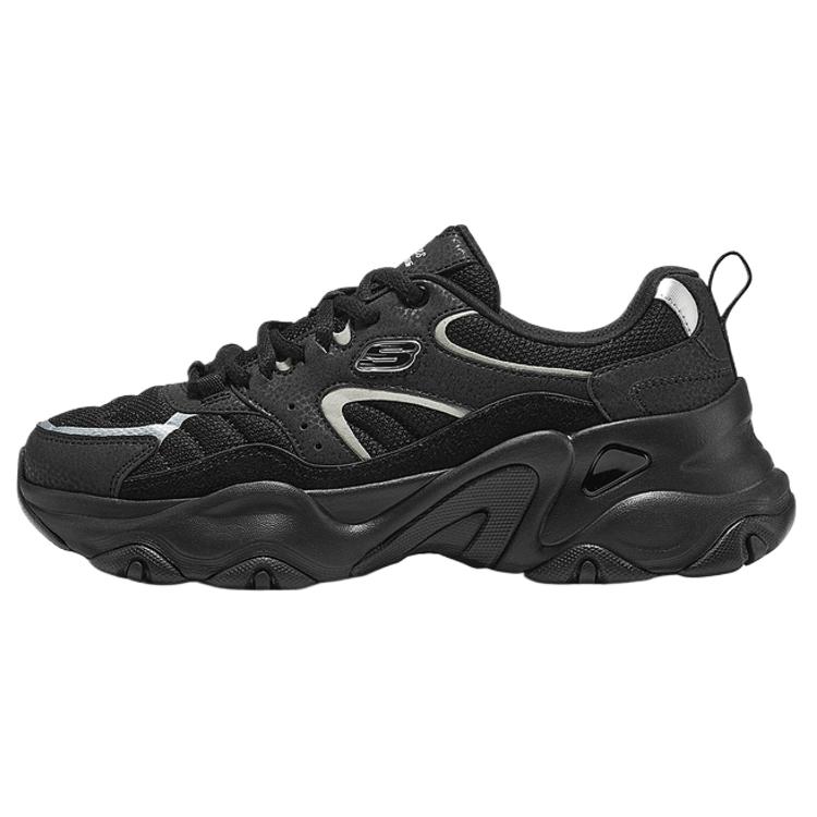 Skechers DLites Mesh Suede Solid Color Round Toe Cushioning Low Top Dad Shoes Women sneakers 150830-BKSL 35