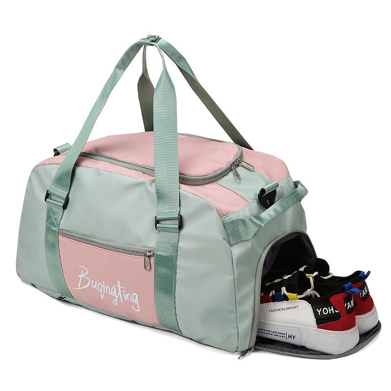 Multi-purpose color-blocking sports backpack for women with separate compartments for wet and dry items, shoe compartment, gym bag, hand-held Oxford