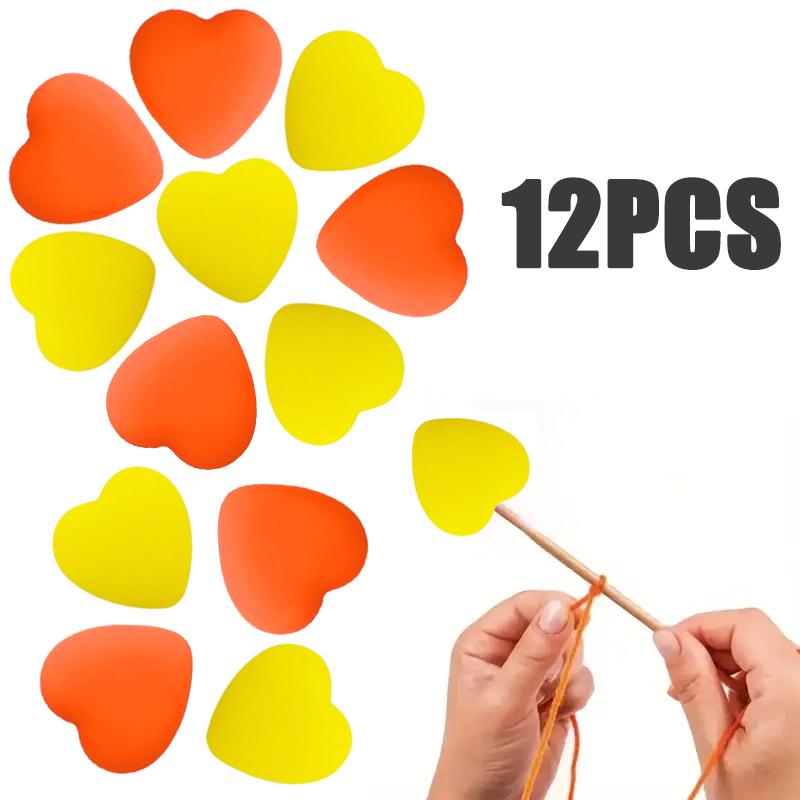 8/10/12PCS Multicolor Heart Stitch Needle Tips Stoppers Silicone Knitting Needle End Caps Cute Knitting Needle Point Protectors
