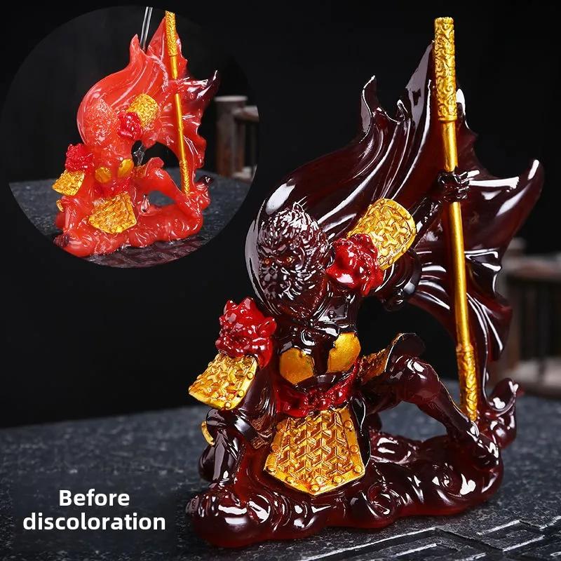 Color Changing Monkey King Tea Pet - Heat Sensitive Buddhist Car Decor Sculpture, Creative Tea Accessory Gift for Tea Lovers