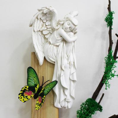 Decoração de moldura de porta de anjo adormecido, estatueta de resina para canto de porta de menina alada, enfeite de enfeite para babá em casa, anjo da guarda, porta da frente