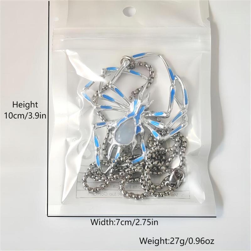 3D Uv Glow In The Dark Spider Necklace, Gothic Hip Hop Alloy Insect Halloween Goth Accessory