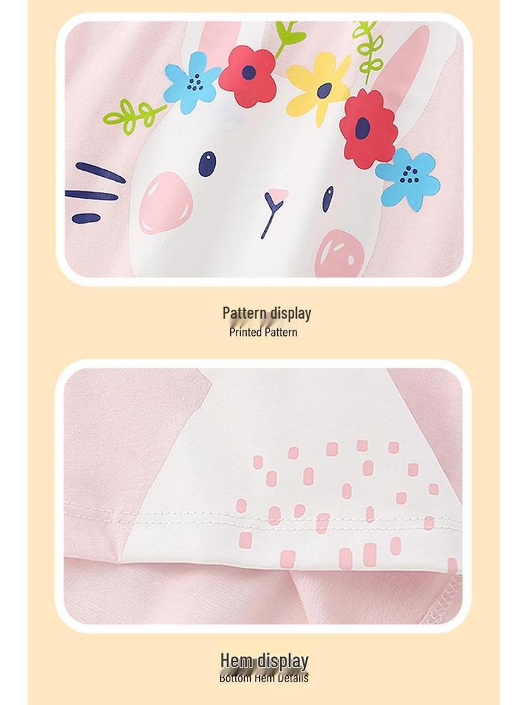 Cartoon Rabbit Print Girls' Long-Sleeved T-shirt - Autumn/Winter Collection