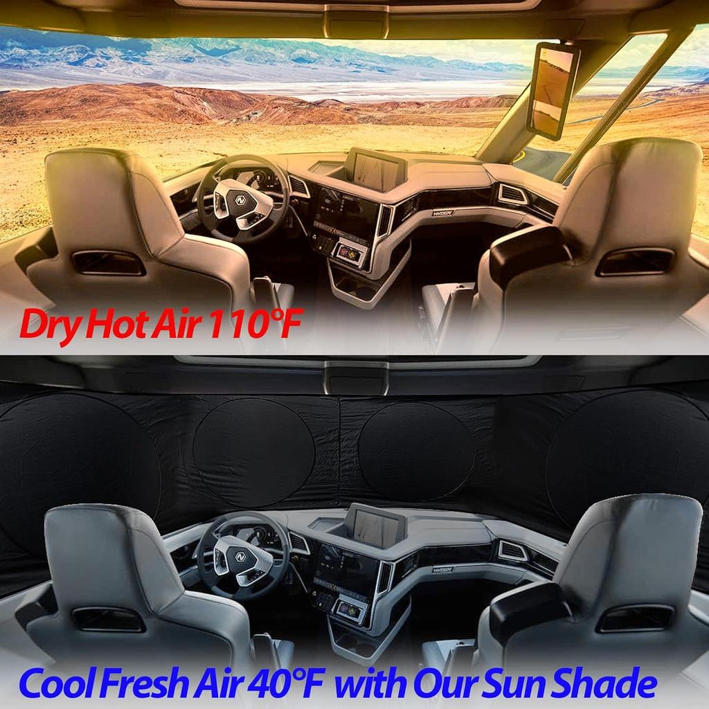 ZONETECH Semi-Truck Sunshade for Windshield and Side Window - Premium Quality Protective Reflective Maximum Coverage to Block UV Sun Heat Rays Best