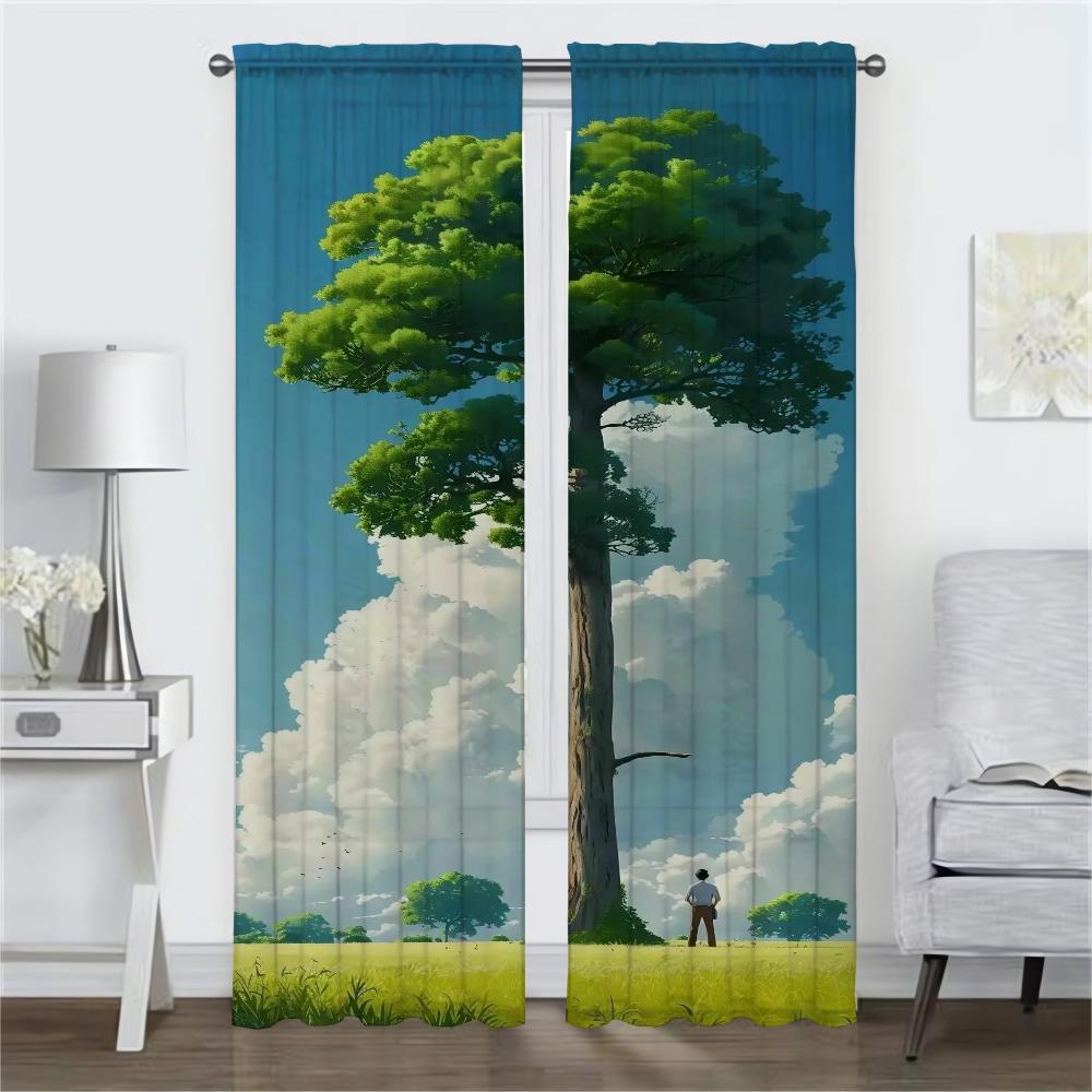 Elegant Room Curtains for Camera Beauty Scenery Window Curtain for Room 2 Panel Home Interior Curtains Partition Shades Living