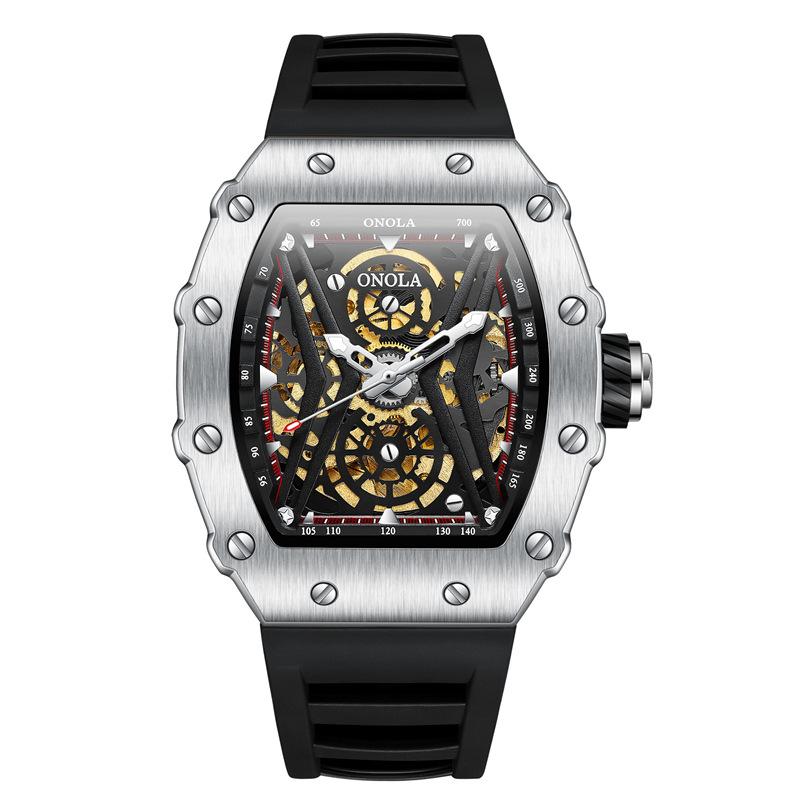 Fashionable Sports Fully Automatic Mechanical Watch Men's Silicone Band Waterproof Watch