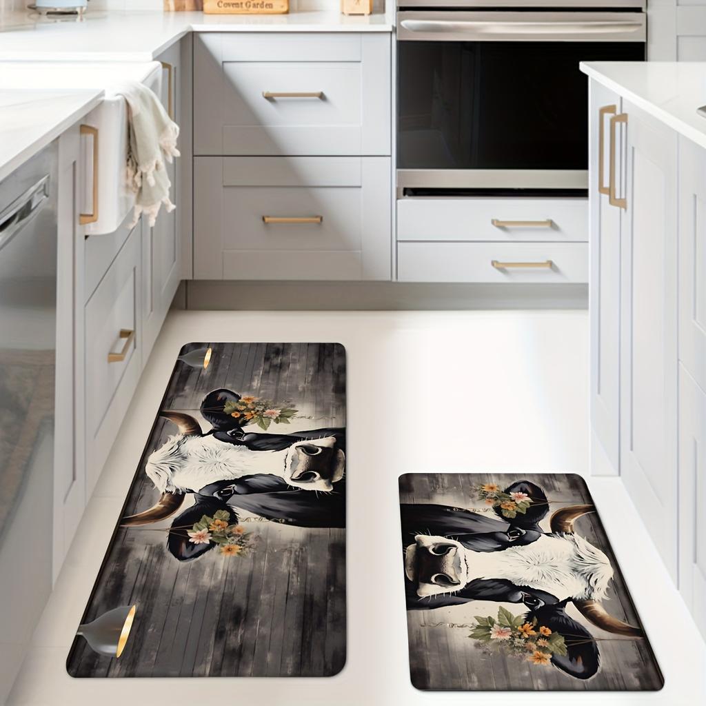 1Pcs Anti Fatigue Kitchen Rugs, Farmhouse  Print Waterproof Non-Slip Thick Cushioned Kitchen Mat Heavy Duty Comfort Standing Mat for Kitchen