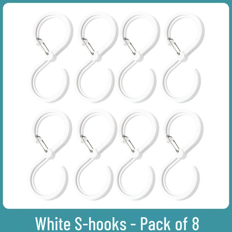 8-Piece Japanese S-Shaped No-Punch Plastic Hook Hanger for Kitchen & Bathroom