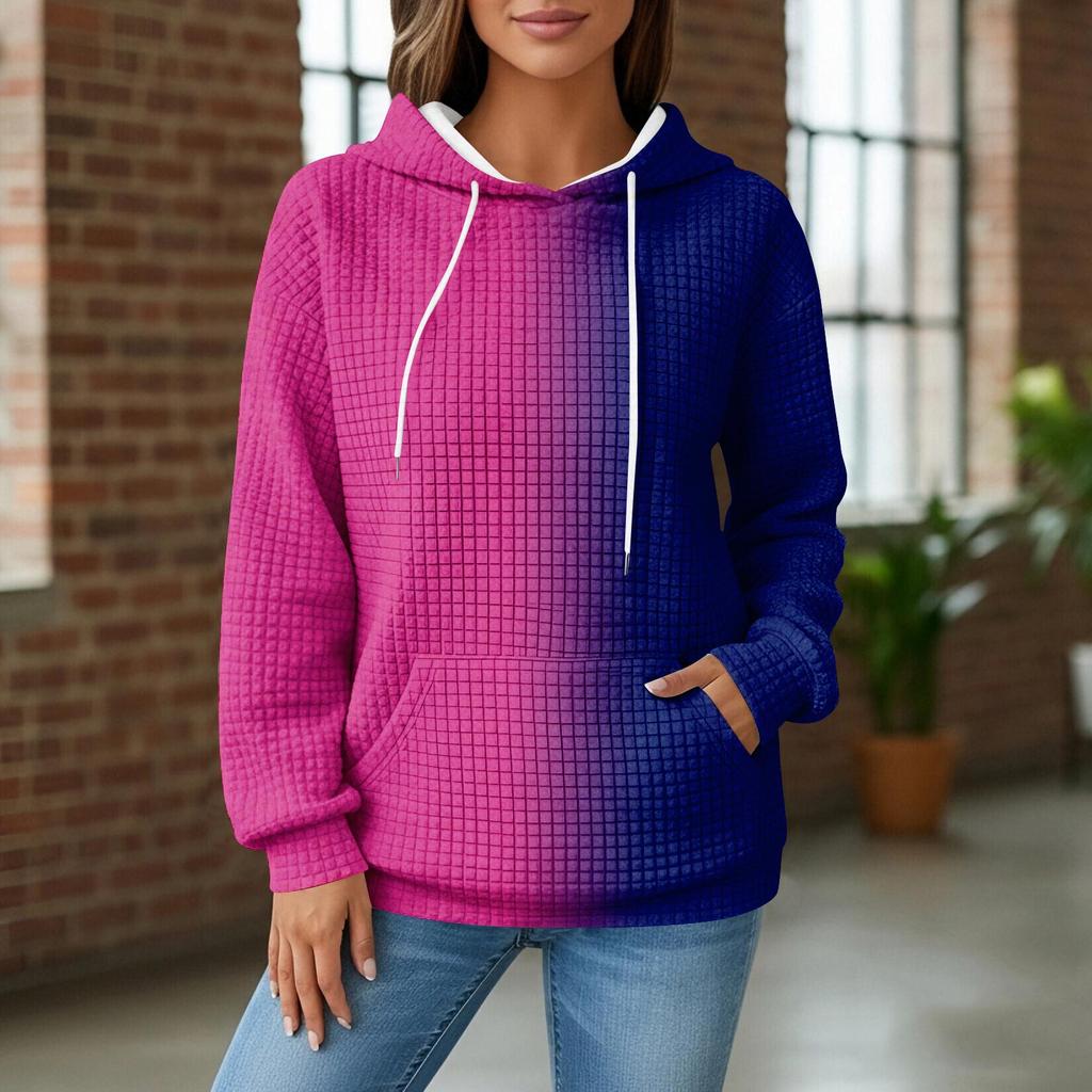 Kadın Örgü Kapüşonlu Sweatshirt - Cepli Uzun Kollu Kazak, Günlük Giyim/Dış Mekan İçin Rahat Bol Kesim Sweatshirt