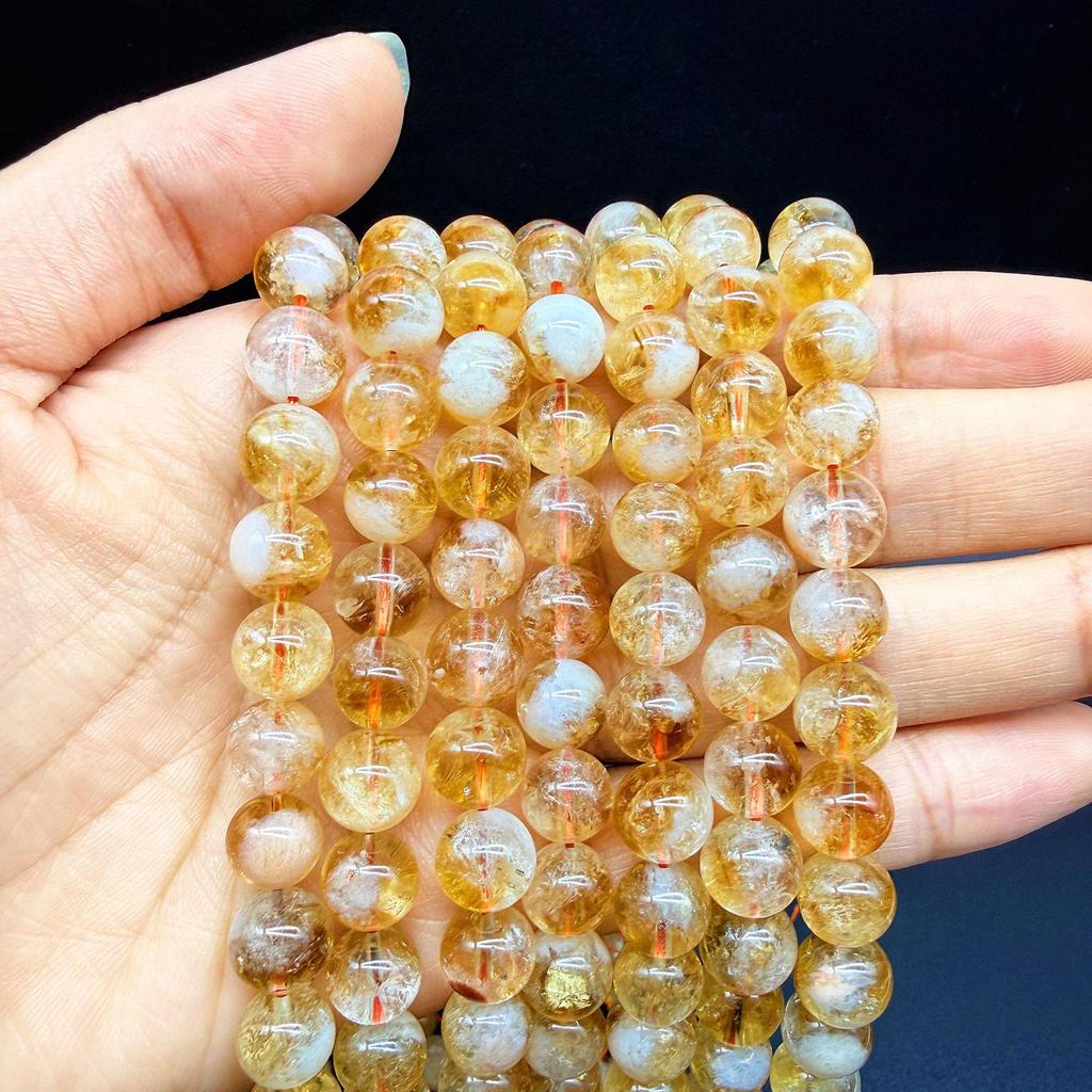 Natural Yellow Tower Crystal Round Loose Beads for DIY Jewelry – Necklace & Bracelet Accessories