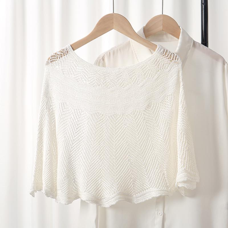 Autumn Pullover Scarf Solid Color Knitted Cotton Shawls Korean Simple Hollow Design Fashion Versatile Warm Scarves