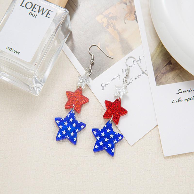 Cross-Border Independence Day Flag Hat Slippers & Heart Earrings in Red, White, Blue Stripes