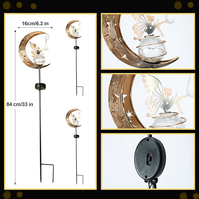 Hollow Moon Angel Solar Garden Pendant Light - Wrought Iron, Waterproof for Outdoor Lawn