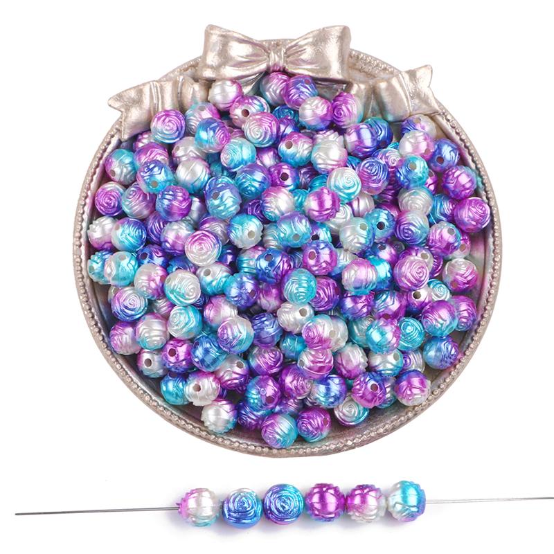 100pcs/bag Color Gradient Rose Beaded DIY Handmade Bracelet Necklace Earrings Jewelry Accessories