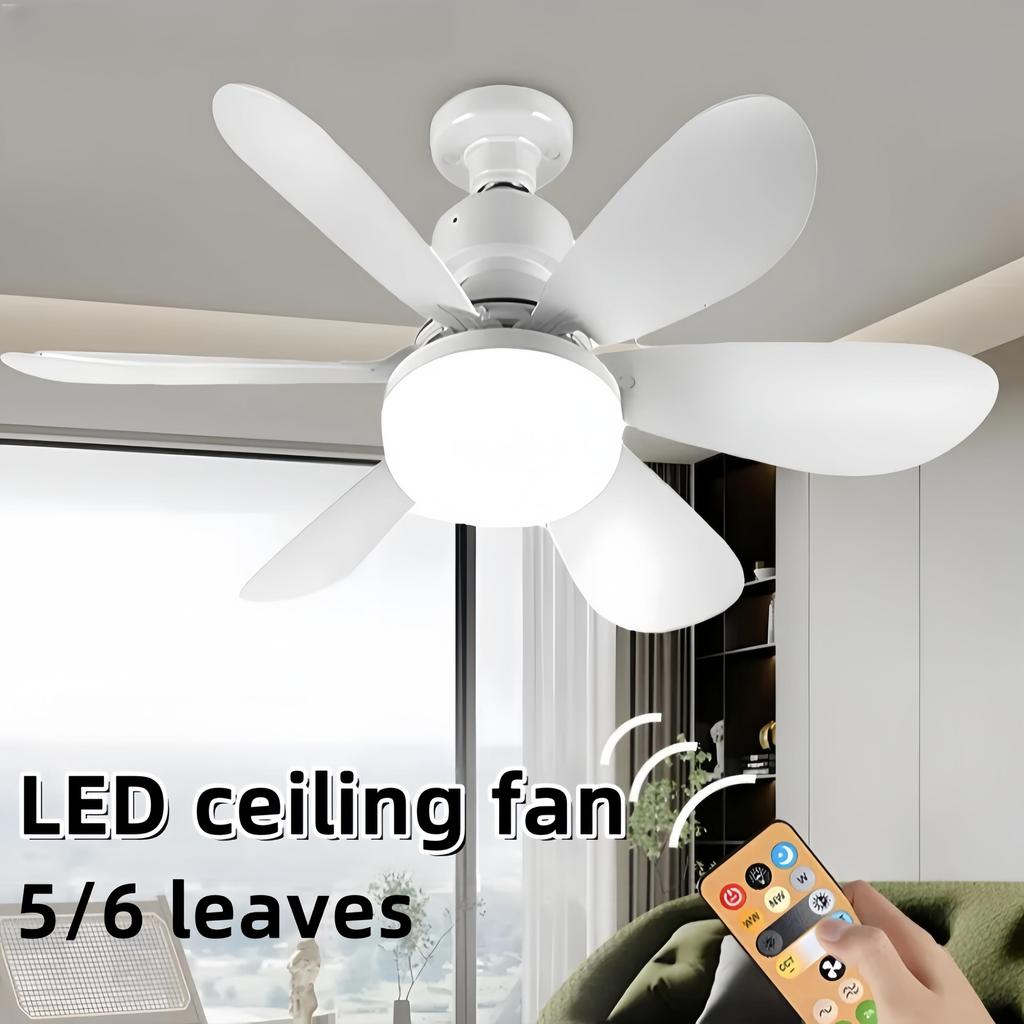 1pc Socket Fan Light Screw Ceiling Fans with Lights and Remote Easy Install Ceiling Fan Dimmable Socket Fan Ceiling