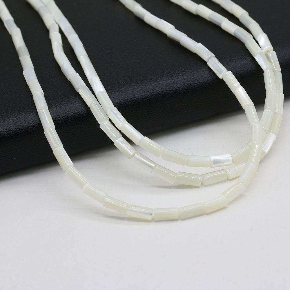 1 Strang Natürliche Süßwasser-Muschelperlen Weiß Rechteckliche Isolationsperlen Für Schmuckherstellung DIY Halskette Ohrringe Armband Perlen Zubehör