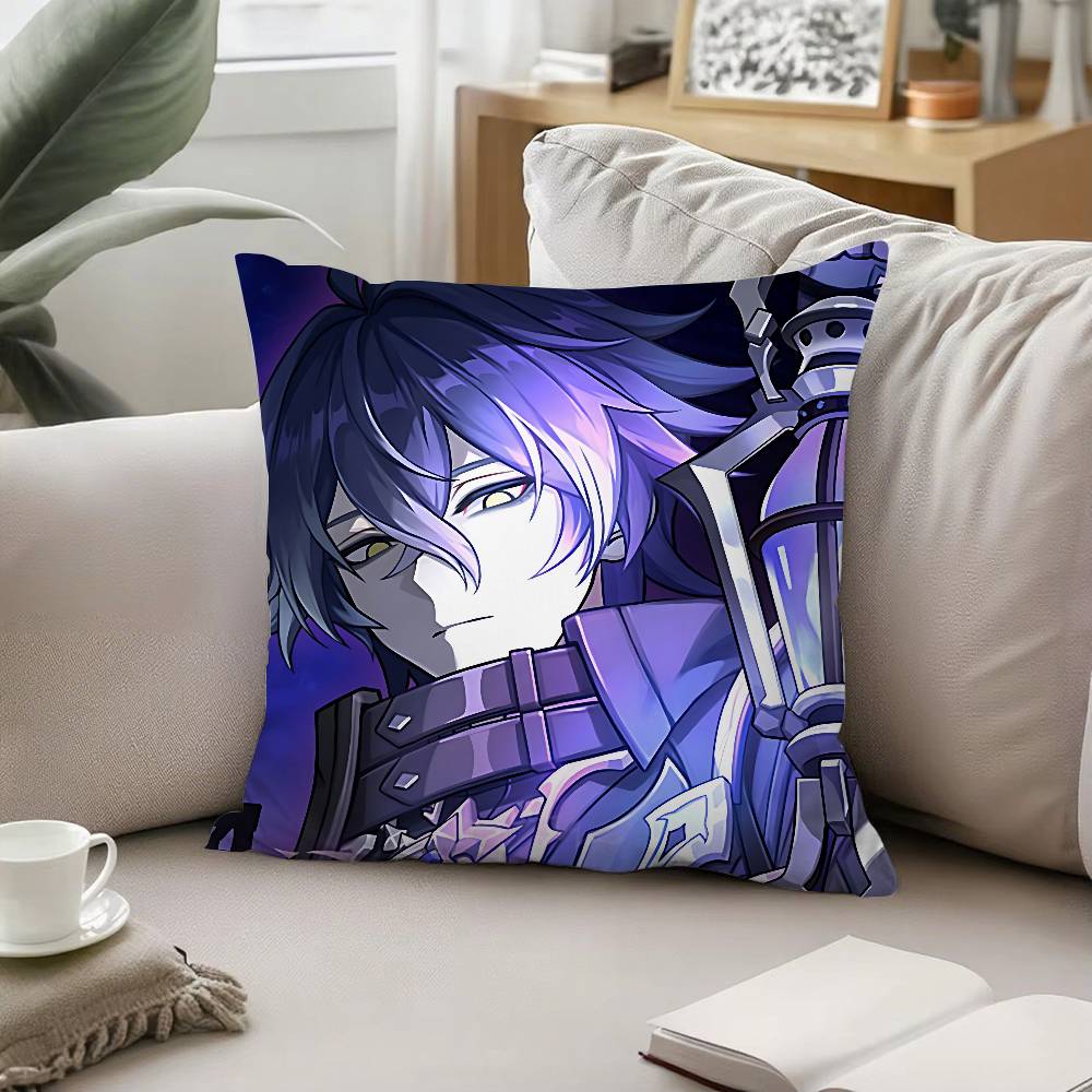 Cute Funny Genshin Impact Flins Throw Pillow Covers Pattern Cushion Cover Suitable For Sofa Bedroom Car Pillow Cover