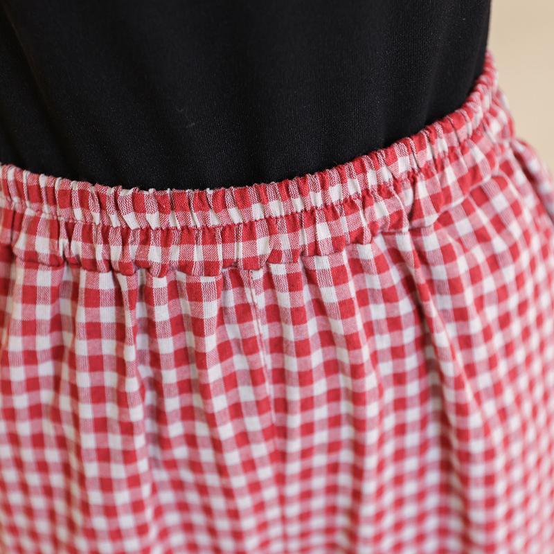 Casual High Waist Pants for Women Plus Size Vintage Striped Elastic Waist Summer Plaid Pants