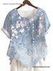 Women's Summer Retro Print Loose Cotton-Linen Short Sleeve Casual T-Shirt