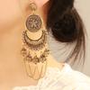 New European and American style round chain long tassel bell earrings, vintage gothic exotic style women's alloy earrings