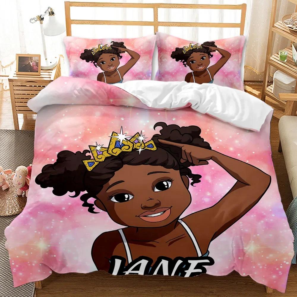 Black Girl Magic Bedding Set, African American Black Art Girl Duvet Cover, Bedroom Decor Comforter Cover For Teens