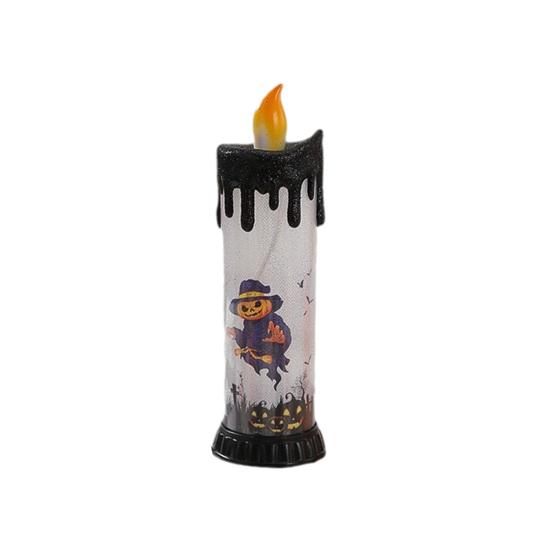 Electronic Candle Light, Fun Halloween Spooky LED Candle, 3-Color Flickering Realistic Flame Safe Battery Light for Party Decor Desktop Ornament