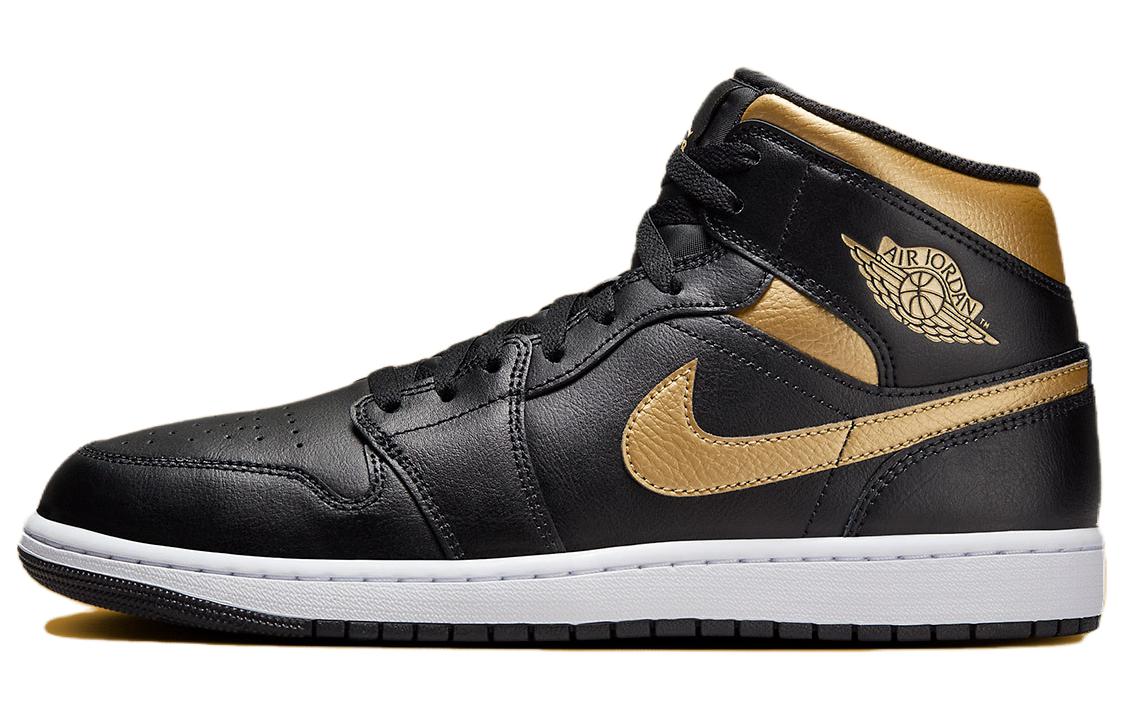 Jordan 1 Mid Black Metallic Gold DQ8426-071 44