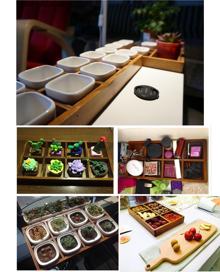 Wooden Desktop Storage Box: Raw Wood Tray & Cosmetics Lipstick Organizer