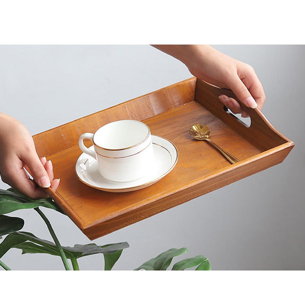 Vassoio da Cena Multifunzionale Grande in Legno con Manico per Colazione Frutta Cibo Caffè Tè