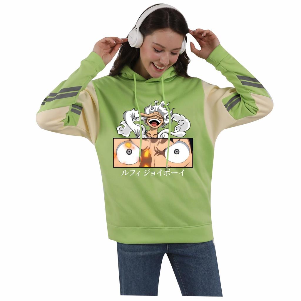 Unisex Pirate King Anime Color Block Patchwork Hoodie with Hood
