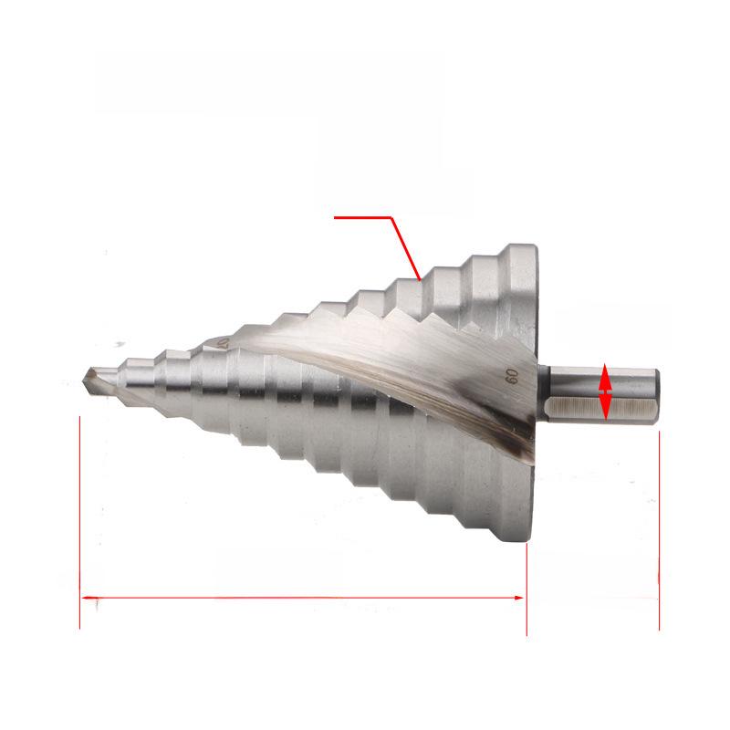 DIY Spiral Groove Step Drill with 6-60MM Pagoda Design and 4241 Triangular Handle for Hole Expansion