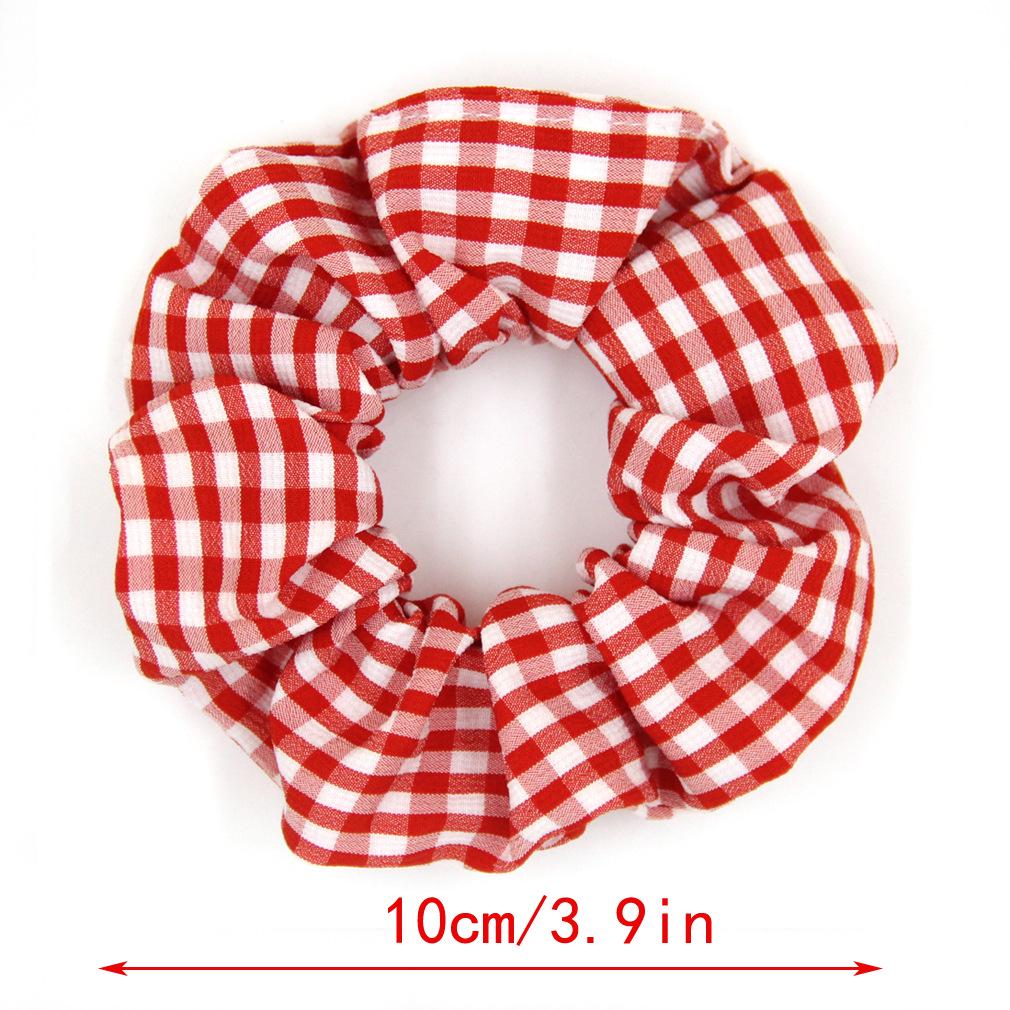 Trendy White Checkered Elastic Hair Tie for Women - Korean Style Scrunchie