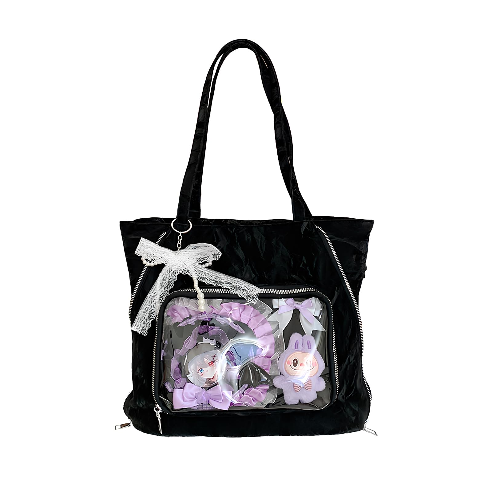 

Сумка-тоут Manatsulife Ita Bag, 2-в-1 (сумка-тоут/рюкзак), Прозрачная сумка, Расширяемая сумка для декора, Формат А4, Легкая, для JK, Отаку и поддержки Ошикацу,