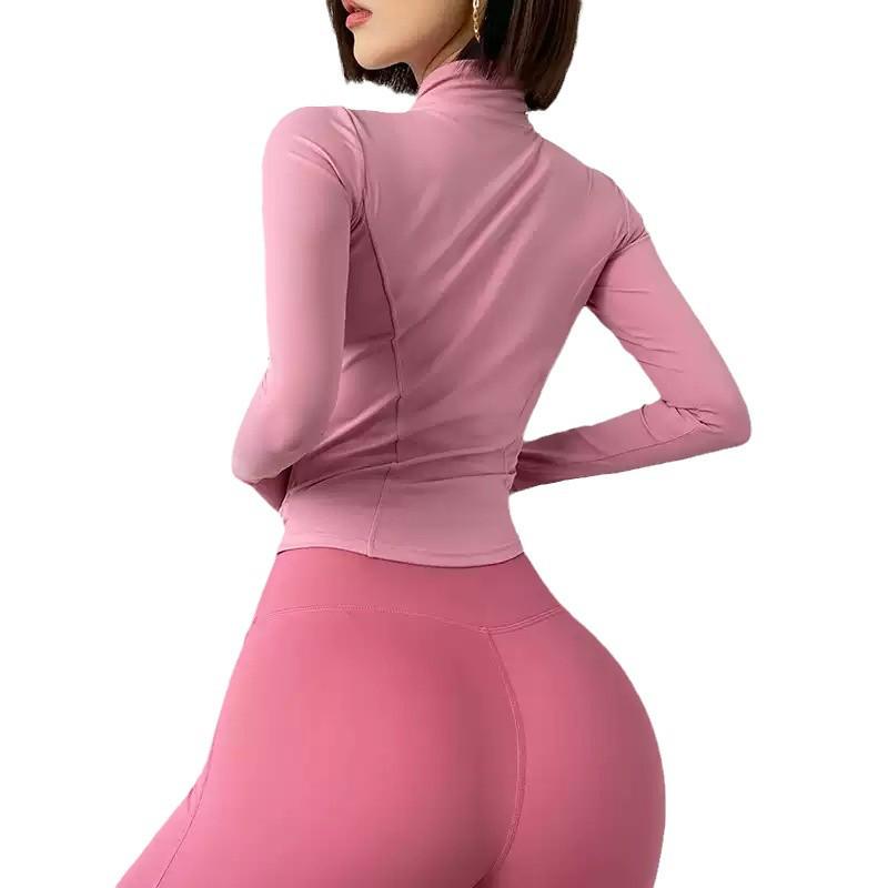 Spring & Autumn Nude Zipper Yoga Jacket: Slimming Women's Fitness & Cycling Sportswear